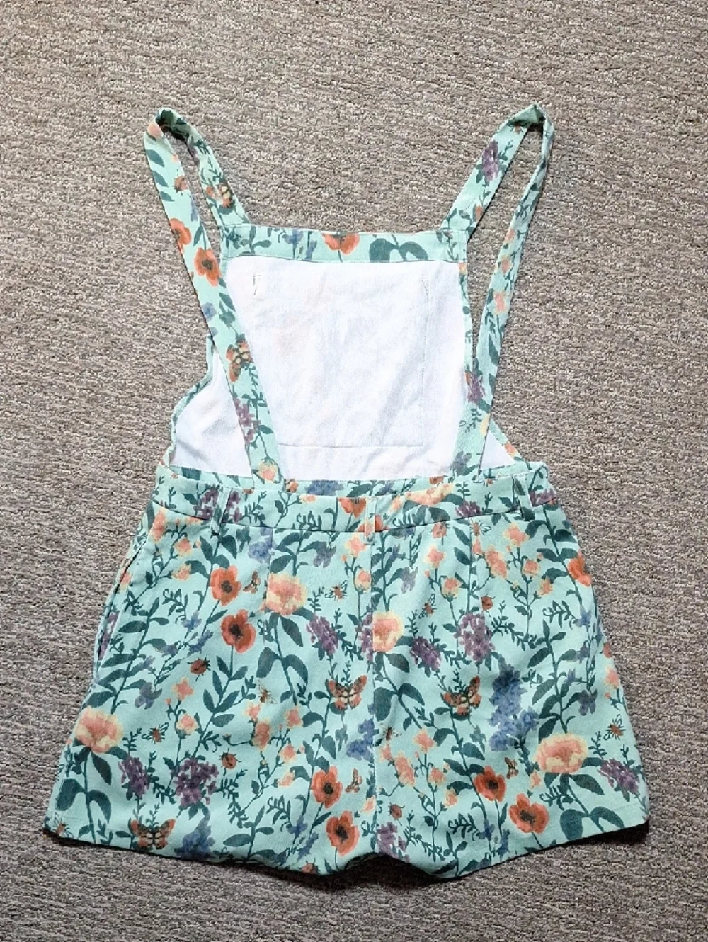 Cider Mint Floral Overalls with Orange Blooms - Picture 8 of 12
